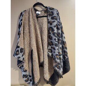 Women's David & Young Cheetah Print Cardigan Sweater, One Size, Style FSOR3861D